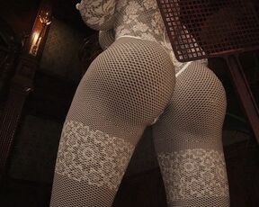 Resident Evil Village Lady Dimitrescu BDSM White Lace Body Stocking - Spanking - Extreme Jiggle