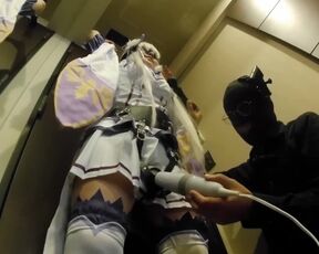 Re:zero Emilia is Restrained on the Door and Caressed with an Electric Massage Full HD