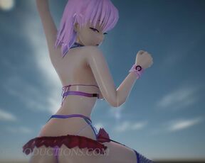 SFW MMD 4k UHD Misaka Rose Bondage Bikini - Pom Pom Dance 1071