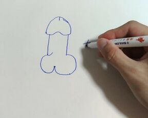 Draw an Illustration of a Dick. then Write a Word that Means Dick in Japanese.