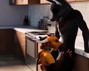 Furry Wolf Kitchen Blowjob Animation