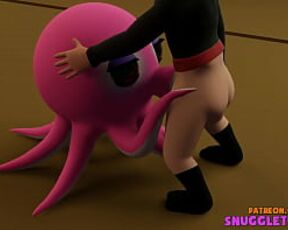 Ninja and OctoGirl Octopus Japanese 3D Hentai t. Cartoon blowjob