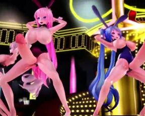 MMD - Three futa girls let their big cocks bounce