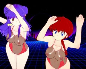 Ranma and Shampoo Dancing , juicy bodies with big tits & ass