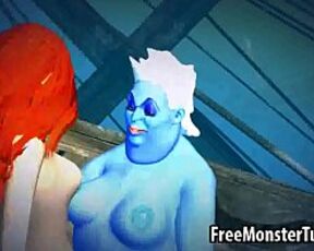 3D Ariel gets fucked hard by Ursula underwater