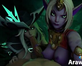 Miss Fortune & Soraka Blowjob (with sound) 3d animation ASMR hentai League of Legends bj