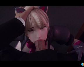 D.Va Sucks her Boss Off Till he Cums on her Face (with sound) 3d animation hentai game overwatch