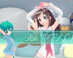 4K VR 360 and 3D - Rear KizunaAI while Mimiku waiting !