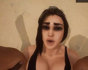 POV Muscular Woman Takes Huge Load - 3D Animation