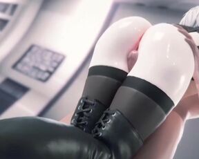 ⭐Lili Moussaieff - Masturbating NieR 2b rubbing his dick between her thighs - (3D HD)