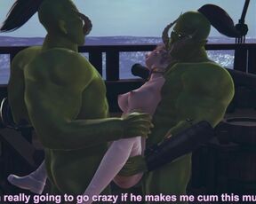 Two orcs love to fuck an elf girl in her pussy and ass