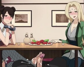 Naruto - Kunoichi Trainer - Tsunade rides cum and Ten Ten gives a footjob