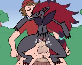 POKEMON ZOROARK gets VERY NAUGHTY andLOVES COCK and CUM