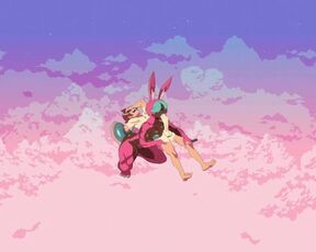 Furry game Cloud Meadow Guy in pink bunny costume | Strapon from the main character