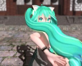 【MMD】Miku (Lingerie Dress) - Pink Cat【R-18】