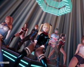 [MMD] PSY - GENTLEMAN DOA Striptease Marie Rose Honoka Misaki Mai Shiranui Tamaki Katsumi Nyotengu