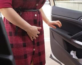 Step Mom Walks out from the Car having an Vibrator Egg Hidden inside Pussy