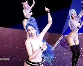 [MMD] STAYC - SO BAD Hot Nude Dance Ahri Akali Evelynn Kaisa Seraphine League of Legends KDA