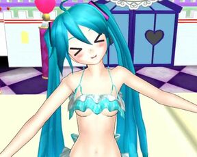 【MMD】Front & back lovers [HC type Miku swimwear]【R-18】