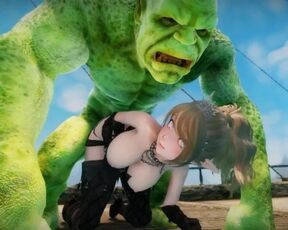 Big Breasts Elf Mama Oak Defeat by Ugly Cosplay Orc Seeding Sex 3D Hentai NSFW Part 3