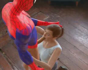 Mary-Jane giving Spider-Man Blowjob