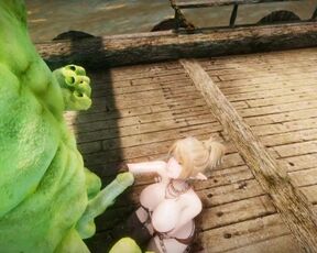 Big Breasts Elf  Oak Defeat by Ugly Cosplay Orc Seeding Sex 3D Hentai NSFW Part 2