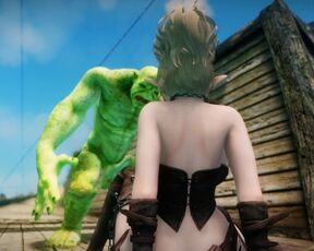 Big Breasts Elf Oak Defeat by Ugly Cosplay Orc Seeding Sex 3D Hentai NSFW Part 1