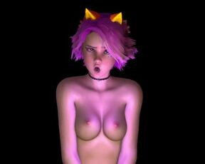 Naughty catgirl jiggles perfect tits