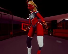 Femboy demon striptease in VR