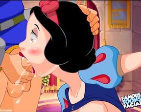 Snow White sucks hard and then cum a lot of cum on his face