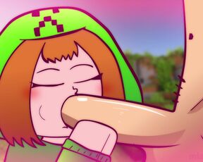 Minecraft Creeper-Girl sucks dick and gets fucked after! Porn uncensored