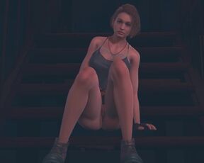 Jill Valentine masturbates on the stairs