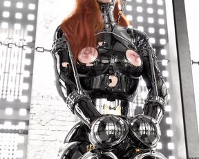 Ginger in Hardcore Metal Bondage and Latex Catsuit 3D Animation