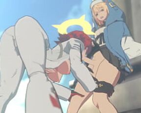 Guilty Gear Jack O giving Bridget a blowjob