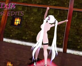 Thicc Miku Dance Hentai Vocaloid Nude Bass Knight Song MMD 3D White Hair Color Edit Smixix