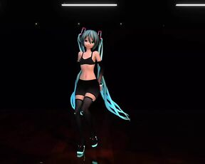 Hatsune Miku Dancing In Sexy Black Tight Clothes (3D HENTAI)