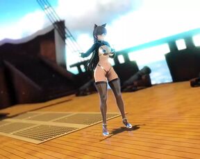 Huge Ass Cat Girl Dancing In Sexy Black Stockings (3D HENTAI)