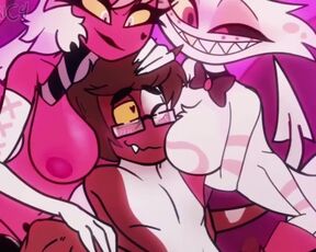 angel x oc x verosika FFM orgy bitch mommy hazbin hotel helluva boss femboy trap