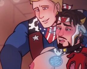 Iron man x Captain america - steve rogers x tony stark gay milking masturbation cow