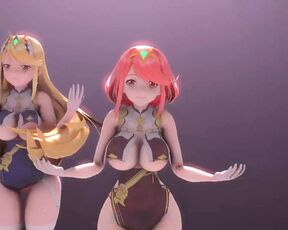 Laysha x Mythra - Sexy Thick Girls Dancing (3D HENTAI)