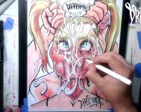 When She Manages to Fit Your Cock & Balls in Her Mouth at The Same Time - Cumshot Drawing Timelapse