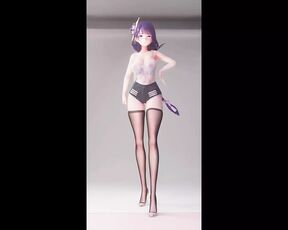 Genshin Impact - Thick Raiden In Sexy Shorts And Stockings Dancing (3D HENTAI)