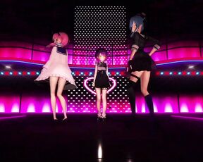 Sexy 3 Teens Dancing In Dress + Gradual Undressing (3D HENTAI)