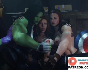 FUTA BLACK WIDOW GETTING PERFECT HANDJOB FROM HULK GIRL (RUINED ORGASM) | MARVEL AVENGERS HENTAI