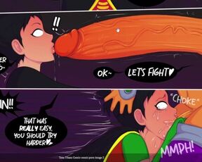 Teen Titan Comic Porn Robin get His Ass Fuck By Futanari Reven