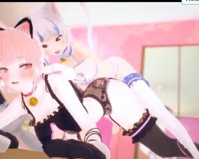 CUTE CAT GIRL FUTA FUCKED BY FEMBOY - FUTANARI AND FEMBOY HENTAI ANIMATION 60FPS