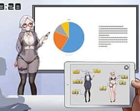 Silver haired lady hentai using a vibrator in a public lecture new hentai gameplay