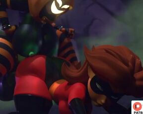 ELASTIGIRL FUCKED IN ANAL BY HALOWEEN FUTANARI AND GETTING BIGGEST CREAMPIE - FUTA PARTY HENTAI