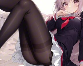 Cute anime girls wearing pantyhose tights compilation