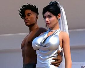 Hot white bride and BBC interracial